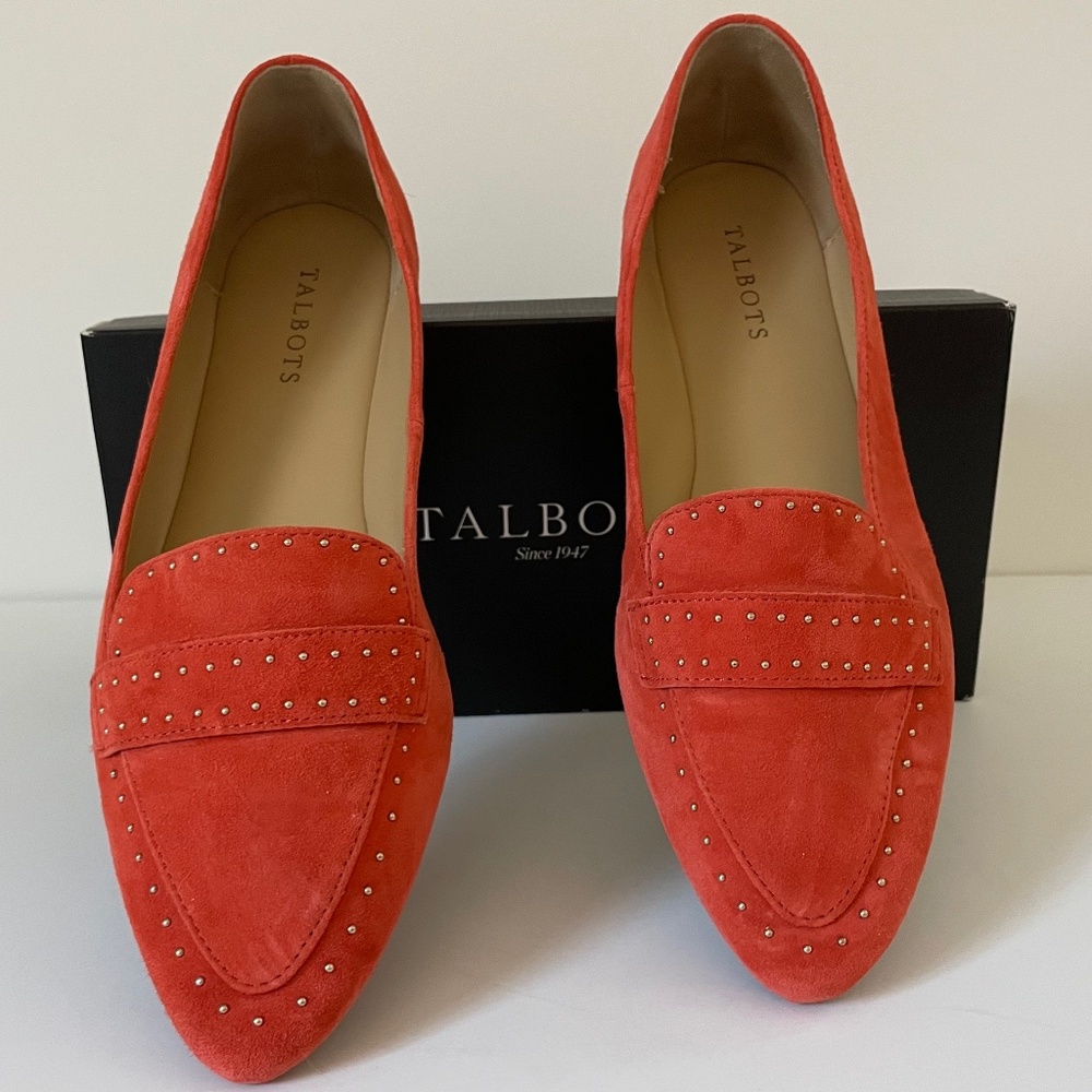 TALBOTS Francesca Studded Driving Moccasins, Women's loafer Size 10M, tangerine